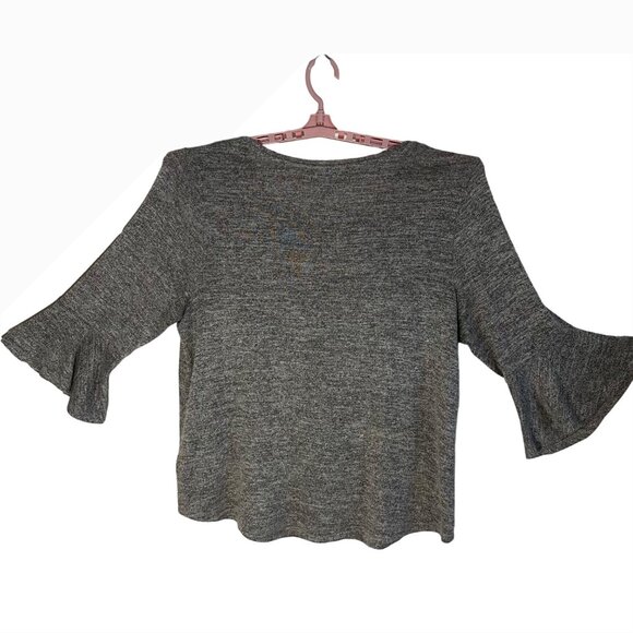APT 9 Women's Plus Size XXL Gray Bell Sleeve Sweater Beaded Neckline Boho Hippie - Picture 3 of 12